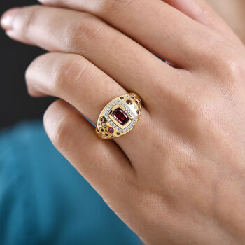 D'Joy AA nat&uuml;rlicher Rhodolith Granat und Zirkon Ring - 2,16 ct.