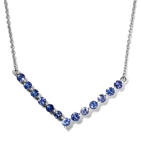 Tansanit Halskette 45 cm 925 Silber platiniert ca. 2,16 ct