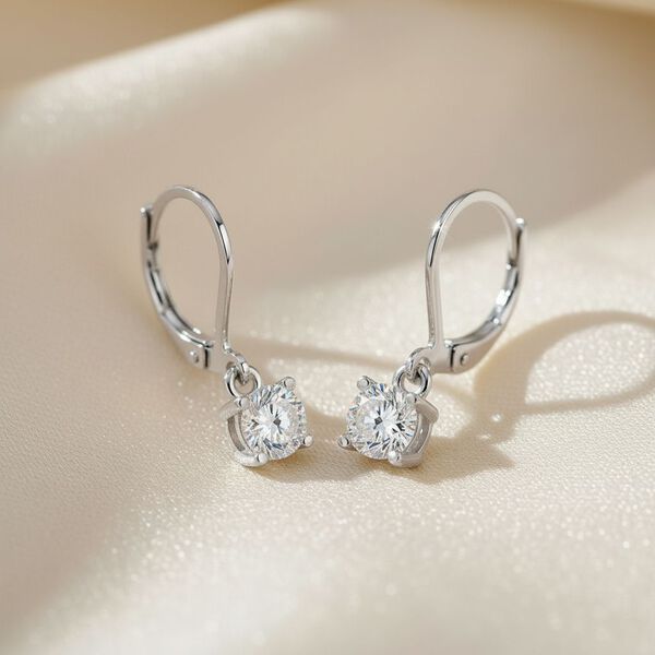 LUXURIANT SGL zertifizierte VS-GH Labor Rund-Diamant Ohrringe, 925 Silber rhodiniert - 1 ct. image number 1