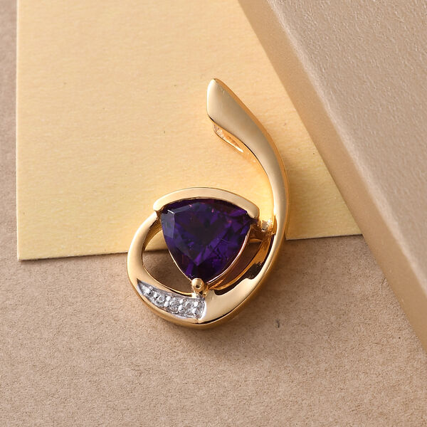 Afrikanischer Amethyst und Zirkon Anh&auml;nger 925 Silber vergoldet image number 2