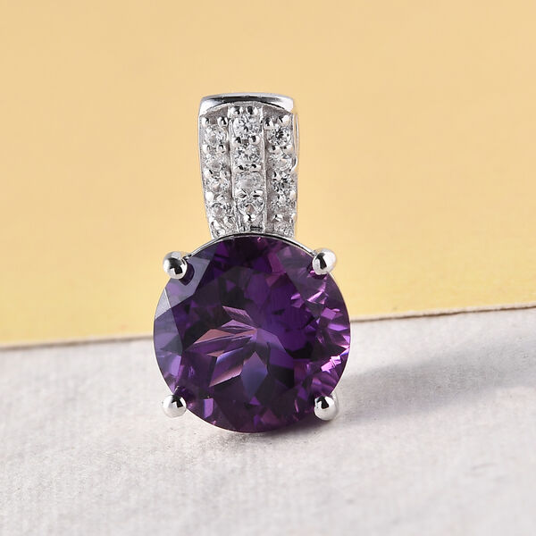 Afrikanischer Amethyst und Zirkon Anh&auml;nger 925 Silber platiniert image number 3