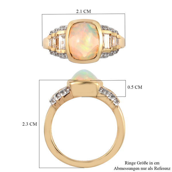 Natürlicher, äthiopischer Opal und Zirkon-Ring, 925 Silber Gelbgold Vermeil  ca. 2,01 ct image number 7