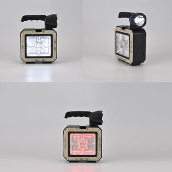 " Luminous flux: 200 lumens for front light, 260 lumens for side light                                          Power:5W                                                                                       Charging time:  3 hours