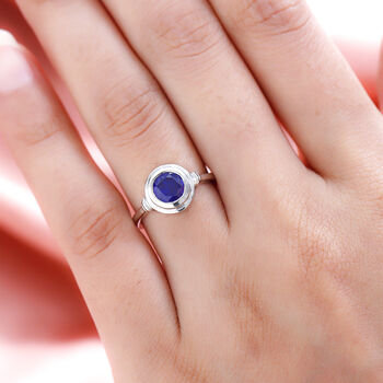 AA tansanischer, blauer Spinell-Ring, 925 Silber platiniert  ca. 1,66 ct