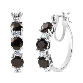 D'Joy Elite Shungit, Wei&szlig;er Zirkon Ohrringe 925 Silber rhodiniert ca. 2.49 ct