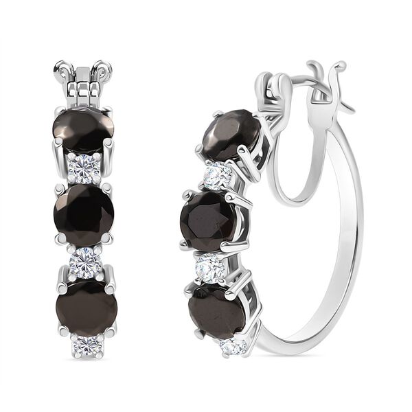 D'Joy Elite Shungit, Wei&szlig;er Zirkon Ohrringe 925 Silber rhodiniert ca. 2.49 ct