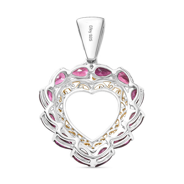 D'Joy AA Nat&uuml;rlicher Rhodolith Granat Anh&auml;nger 925 Silber platiniert und vergoldet ca. 3.11 ct image number 4