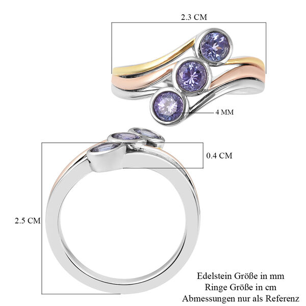 Tansanit Bypass-Ring, 925 Silber Tricolor  ca. 0,82 ct image number 6