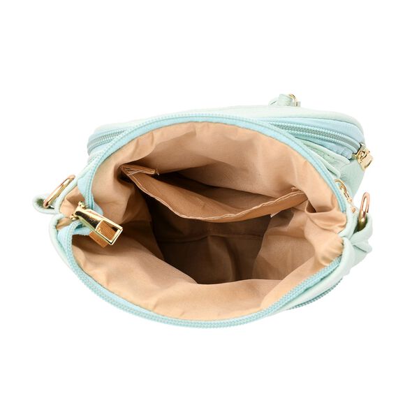 Crossbody-Tasche mit mehreren Reißverschlussfächern und gemustertem Gurt, 19x22cm, Mintgrün image number 5