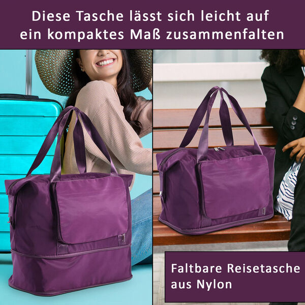 Faltbare Nylon-Reisetasche, Lila image number 2