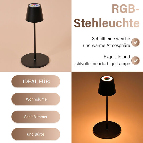 Kabellose Stehlampe mit Touch-Steuerung, Schwarz, 18x118 cm image number 1