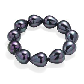 Pfaufarbene Muschelperle Armband Flexibles cm Standard