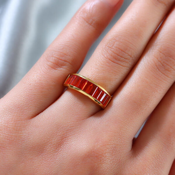 Purpurroter Feueropal-Ring, 925 Silber Gelbgold Vermeil  ca. 1,45 ct image number 3