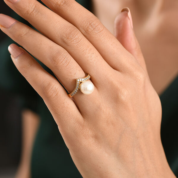 EverTrue S&uuml;&szlig;wasser Perle und Zirkon Ring image number 2