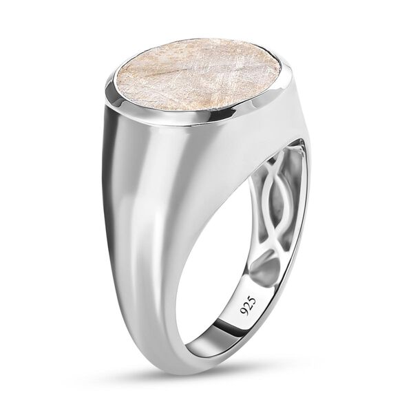 Meteorit-Ring, 925 Silber platiniert (Gr&ouml;&szlig;e 19.00) ca. 12.70 ct image number 5