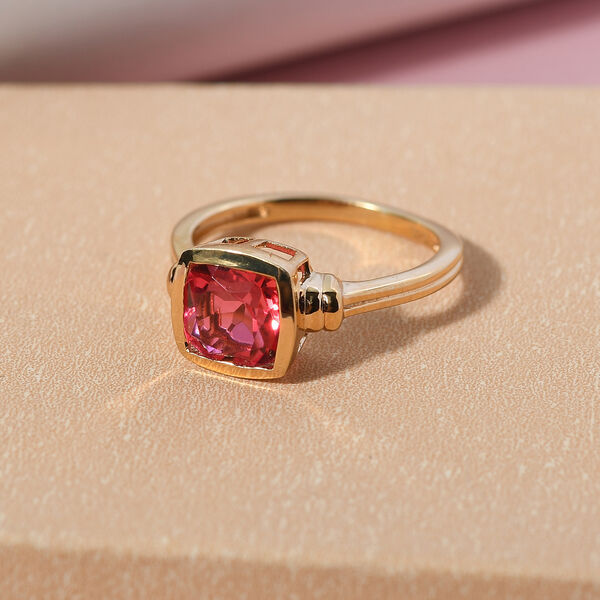 Sonnenuntergang Quarz Solit&auml;r Ring 925 Silber vergoldet image number 2