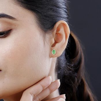 AAA Kagem Sambischer Smaragd, Wei&szlig;er Diamant Ohrringe, AGI zertifiziert und gepr&uuml;ft, 585 Gelbgold ca. 1.75 ct