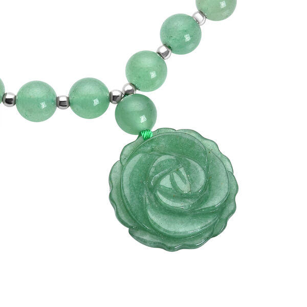 Gr&uuml;ne Aventurin-Halskette, ca. 45+5 cm, silberfarben, ca. 165,00 ct image number 3