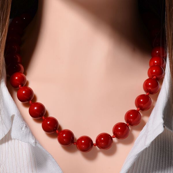 Rote Muschelkernperle Halskette ca. 50 cm Reiner Edelstahl image number 2