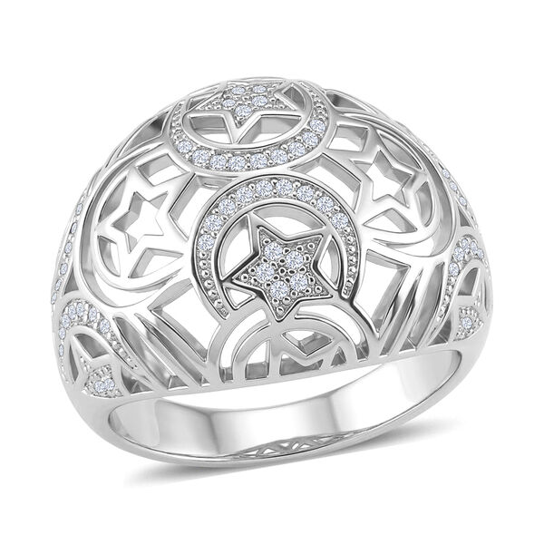 Wei&szlig;er Zirkonia Ring Nickelfreies Messing (Gr&ouml;&szlig;e 21.25)
