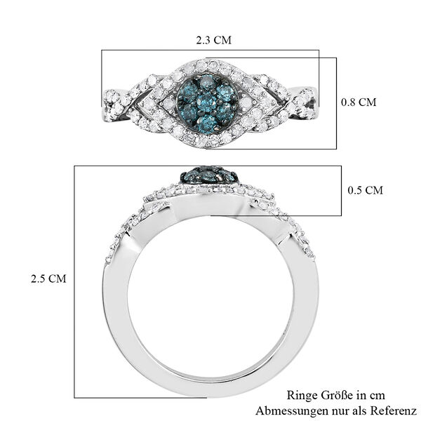Blauer und wei&szlig;er Diamant-Ring, 925 Silber platiniert  ca. 0,50 ct image number 7