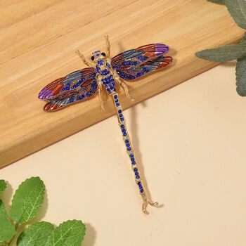 Schwarze Kristall Libelle Brosche emailliert