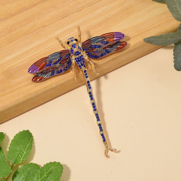 Schwarze Kristall Libelle Brosche emailliert image number 2