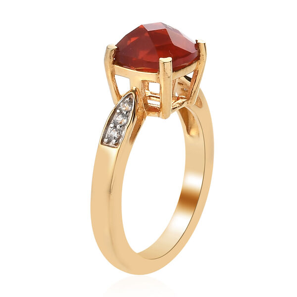 Mexikanischer Kirschfeuer-Opal und Zirkon Ring 925 Silber Gelbgold Vermeil  ca. 1,66 ct image number 5