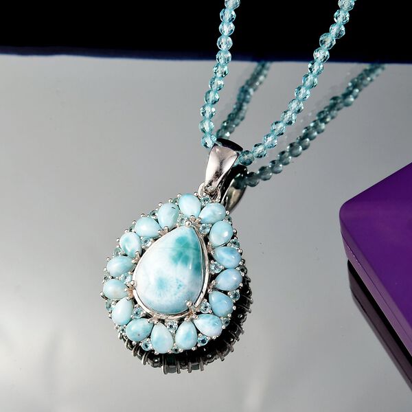 D’Joy AA Larimar und Apatit Anhänger mit 50cm Kette - 21,08 ct. image number 2