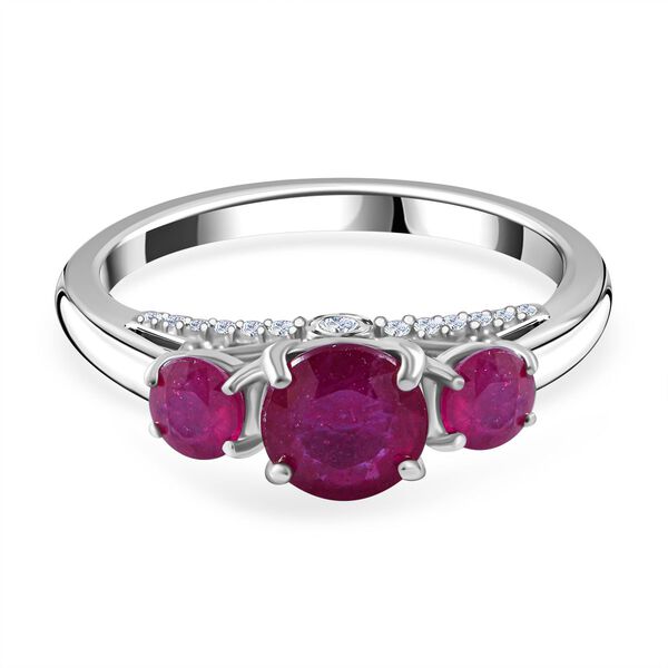 AA Afrikanischer Rubin (Fissure gef&uuml;llt) Ring, 925 Silber rhodiniert (Gr&ouml;&szlig;e 19.00) ca. 2.15 ct