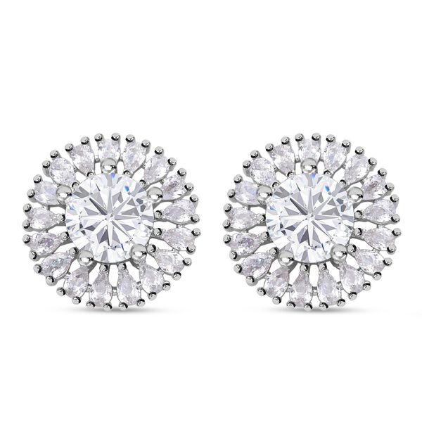 Wei&szlig;e Zirkonia Ohrringe, silberfarben image number 4