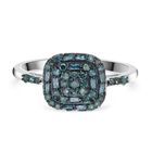 Blauer Diamant-Ring, 925 Silber platiniert (Größe 18.00) ca. 0,50 ct