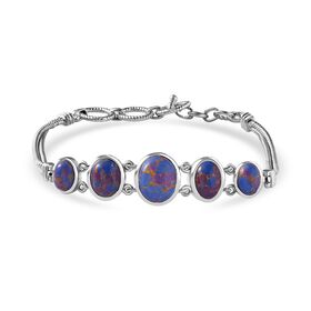 Lila Türkis Armband ca. 18 cm Reines Messing platiniert ca. 14,16 ct.