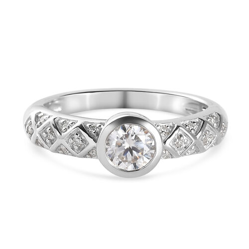 88 Facetten Moissanit Ring 925 Silber platiniert  ca. 0,57 ct image number 0