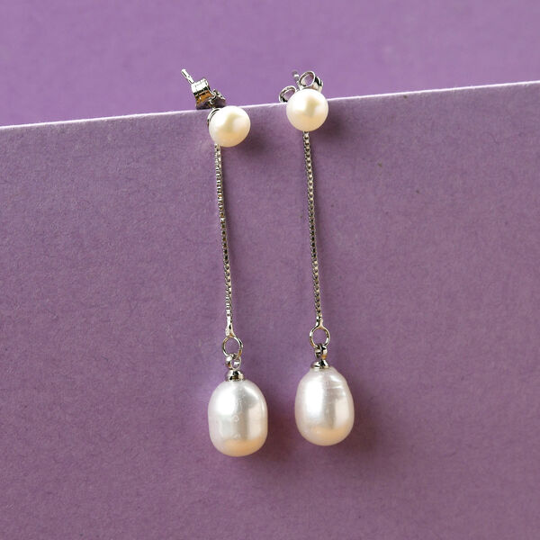 Weiße Süßwasser Perle Ohrringe Nickelfreies Messing image number 1