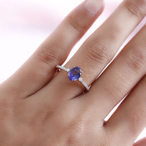 AAA Tansanit und Diamant Ring - 1,70 ct. image number 3