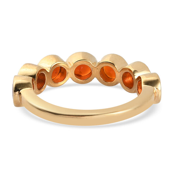 Purpurroter Feuer Opal 7 Stein Ring 925 Silber vergoldet  ca. 0,83 ct image number 6