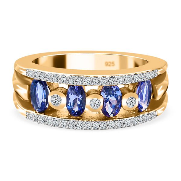 Tansanit und Zirkon Ring 925 Silber vergoldet  ca. 1,45 ct image number 0