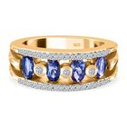 Tansanit und Zirkon Ring 925 Silber vergoldet (Größe 16.00) ca. 1,45 ct