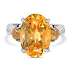 Citrin Ring, 925 Silber platiniert (Größe 21.00) ca. 5,79 ct