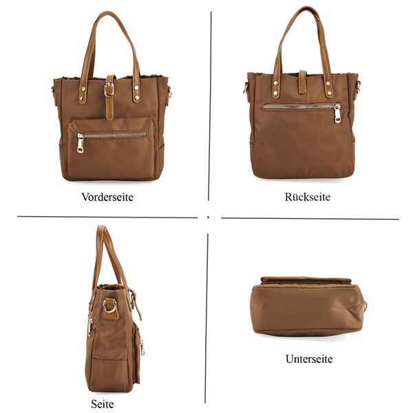 Nylon Crossbody Tasche, 22x23x9 cm, Gold image number 4