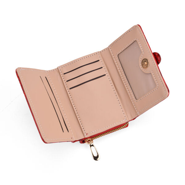 Stilvolle Geldbörse mit Krokodilprägung und RFID-Schutz, 11x8 cm, Rot image number 7