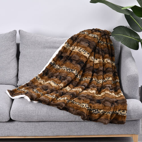 Luxus Kollektion - Superweiche Kunstfelldecke mit Sherpa Futter, 150x200 cm, Beige und Weiß image number 0