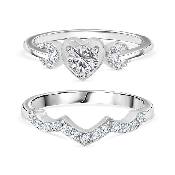 LUSTRO STELLA 2er-Set weißer Zirkonia Ring image number 0