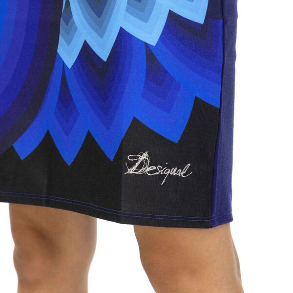 DESIGUAL, &Auml;rmelloses, k&ouml;rperbetontes Kleid mit blau Blumendruck, Schwarz, Gr&ouml;&szlig;e- 38 image number 4