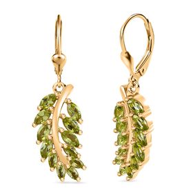 D'joy Natürlicher Peridot Ohrringe 925 Silber 750 Gelb Vergoldet ca. 3.46 ct