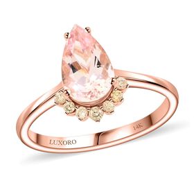 LUXORO zertifiziert und geprüft AAA Rosa Morganit und Diamant Ring in 585 Roségold - 1,35 ct.