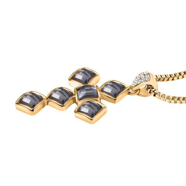 Grauer Kristall, Weißer Kristall Halskette ca. 60 cm, goldfarben image number 3