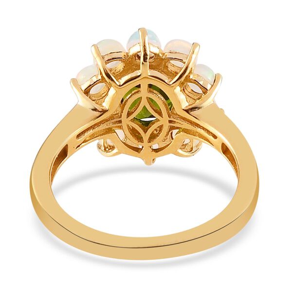 Nat&uuml;rlicher Chromdiopsid und &auml;thiopischer Opal-Ring, 925 Silber vergoldet  ca. 2,07 ct image number 6