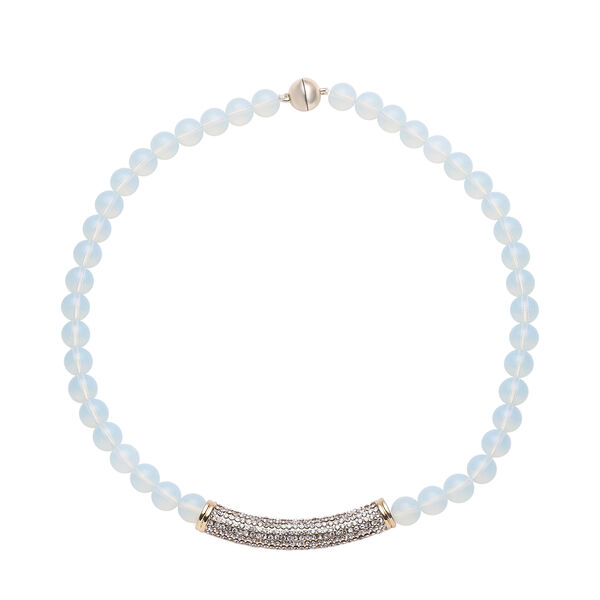 Opalit und wei&szlig;e Kristall-Halskette, ca. 49.5 cm,  goldfarben ca. 214,00 ct image number 0